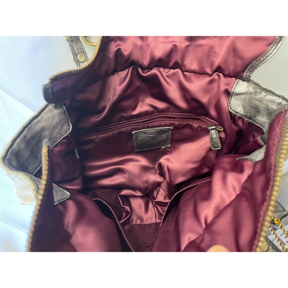 Coach Mia Op Art Signature Sateen Tote Shoulder Bag Gold Tan Womens - Picture 5 of 11